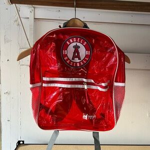 Los Angeles Anaheim ANGELS Baseball Logo Clear Red Backpack